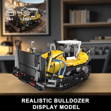 Mould King 19019 Technik Bulldozer Bausatz, Statisches Ketten-Baumaschine Modell, Klemmbausteine Bauspielzeug für Erwachsene & Jugendliche (1200 Teile) - 3