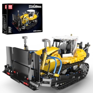 Mould King 19019 Technik Bulldozer Bausatz, Statisches Ketten-Baumaschine Modell, Klemmbausteine Bauspielzeug für Erwachsene & Jugendliche (1200 Teile) - 1