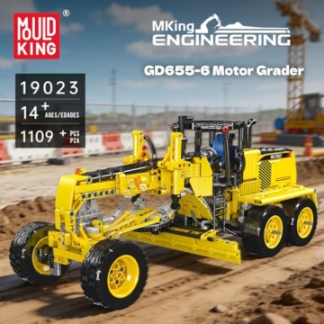 Mould King 19023 Technik Grader Baustein-Modell | Baumaschinen-Set | Mittlerer Schaber, Heckaufreißer und Lenkung beweglich | 1109 Teile+Klemmbausteine Bausatz Erwachsenen-Sammlerstück für zu Hause - 2