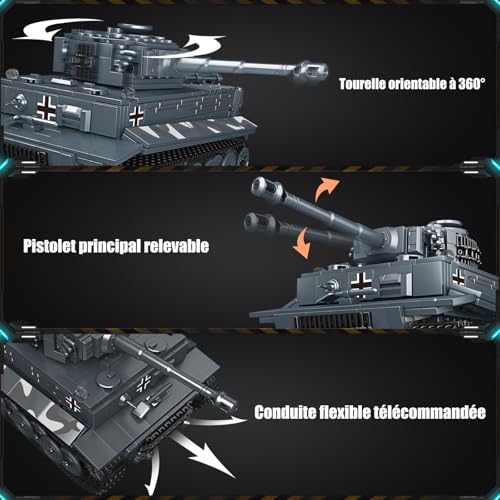 Mould King 20014 Technik Panzer Bausteine Modell, 800+ Teile Militär Panzer Spielzeug Bausteine Konstruktionsspielzeug mit Motor, Geschenk für Erwachsene und Jugendliche 16 Jahre - 3