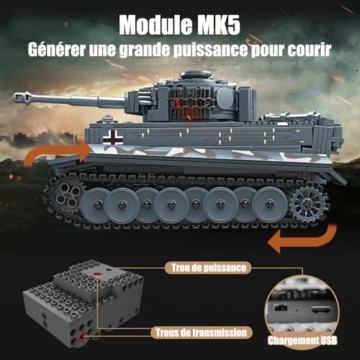 Mould King 20014 Technik Panzer Bausteine Modell, 800+ Teile Militär Panzer Spielzeug Bausteine Konstruktionsspielzeug mit Motor, Geschenk für Erwachsene und Jugendliche 16 Jahre - 5