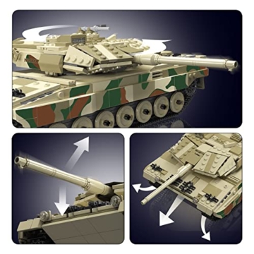 Mould King 20020 MOC Technik Panzer Leopard 2 Tiger-Panzer Ferngesteuert mit elektrischem Gyroskop und Sound Technik Transporter Tank, Technologie Klemmbausteine Bausatz (1091+ pcs) - 4