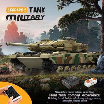 Mould King 20020 MOC Technik Panzer Leopard 2 Tiger-Panzer Ferngesteuert mit elektrischem Gyroskop und Sound Technik Transporter Tank, Technologie Klemmbausteine Bausatz (1091+ pcs) - 7