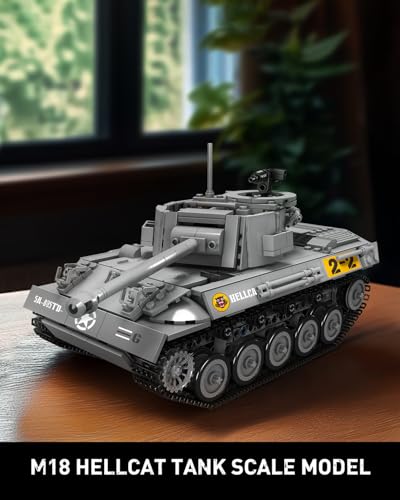 Mould King 20032 MOC M18 Hellcat-Panzer Ferngesteuert mit elektrischem Gyroskop und Sound Technik Transporter Tank, Jagdpanzer Technologie Klemmbausteine Bausatz (971+ pcs),Designer JMK - 2