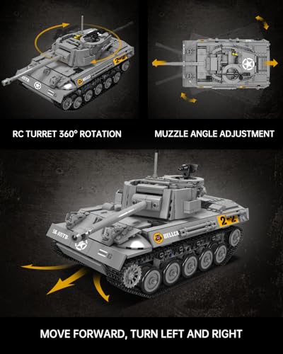 Mould King 20032 MOC M18 Hellcat-Panzer Ferngesteuert mit elektrischem Gyroskop und Sound Technik Transporter Tank, Jagdpanzer Technologie Klemmbausteine Bausatz (971+ pcs),Designer JMK - 3