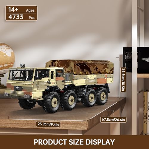 Mould King 20040 Technik Ferngesteuerter Klemmbausteine LKW mit Motors T813 8x8 Groß Offroad Truck Bausteine Auto Bausatz Kompatibel mit Andere Marke(4733 Teile) - 2