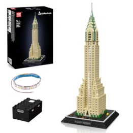 Mould King 22036 Architektur Klemmbaustein Set, 2265 Teile Wolkenkratzer Modellbausatz mit LED-Beleuchtung, Detailreiches Hochhaus-Modell, Sammlermodell und Display-Dekoration für Erwachsene - 1