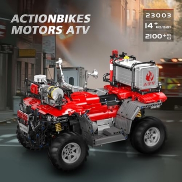Mould King 23003 Technik ATV Feuerwehr-Motorrad-Modellbausatz, 2,4-G-Fernbedienung und App-Doppelsteuerung, Autocycle, Geländewagen-Bausteinset (über 2100 Teile) - 3
