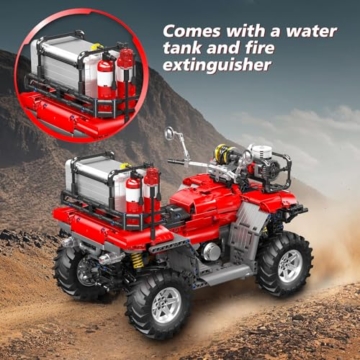 Mould King 23003 Technik ATV Feuerwehr-Motorrad-Modellbausatz, 2,4-G-Fernbedienung und App-Doppelsteuerung, Autocycle, Geländewagen-Bausteinset (über 2100 Teile) - 4