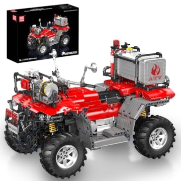 Mould King 23003 Technik ATV Feuerwehr-Motorrad-Modellbausatz, 2,4-G-Fernbedienung und App-Doppelsteuerung, Autocycle, Geländewagen-Bausteinset (über 2100 Teile) - 1