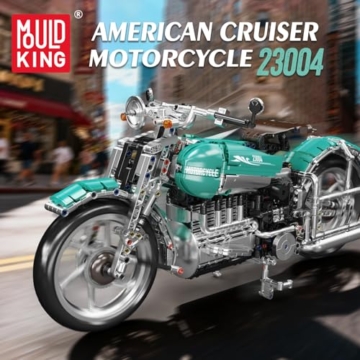 Mould King 23004 MOC Technik Kreatives Amerikanische Motorräder Spielzeug Contraption: Motorrad 1971 Teile Technologie Klemmbausteine Bausatz DIY Modellauto Blocks Set - 2
