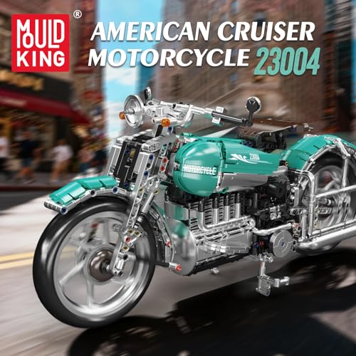 Mould King 23004 MOC Technik Kreatives Amerikanische Motorräder Spielzeug Contraption: Motorrad 1971 Teile Technologie Klemmbausteine Bausatz DIY Modellauto Blocks Set - 2