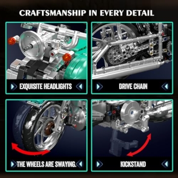 Mould King 23004 MOC Technik Kreatives Amerikanische Motorräder Spielzeug Contraption: Motorrad 1971 Teile Technologie Klemmbausteine Bausatz DIY Modellauto Blocks Set - 4