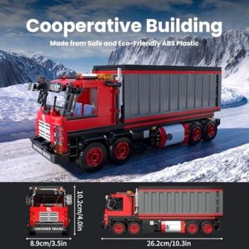 Mould King 24069 Klemmbausteine LKW Spielzeug Bausteine Container LKW Modellbausatz Rot Truck Modell MOC Sammlerstücke Geschenke für 8+ Kinder und Erwachsene (630 Teile) - 2