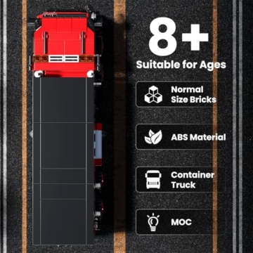 Mould King 24069 Klemmbausteine LKW Spielzeug Bausteine Container LKW Modellbausatz Rot Truck Modell MOC Sammlerstücke Geschenke für 8+ Kinder und Erwachsene (630 Teile) - 3