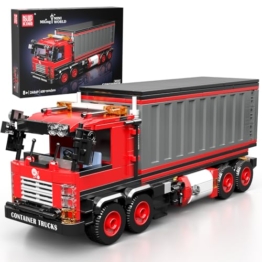 Mould King 24069 Klemmbausteine LKW Spielzeug Bausteine Container LKW Modellbausatz Rot Truck Modell MOC Sammlerstücke Geschenke für 8+ Kinder und Erwachsene (630 Teile) - 1