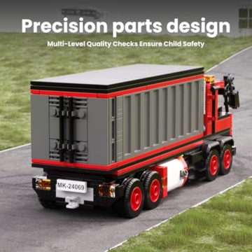 Mould King 24069 Klemmbausteine LKW Spielzeug Bausteine Container LKW Modellbausatz Rot Truck Modell MOC Sammlerstücke Geschenke für 8+ Kinder und Erwachsene (630 Teile) - 4