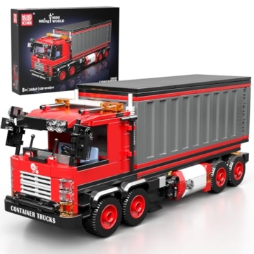 Mould King 24069 Klemmbausteine LKW Spielzeug Bausteine Container LKW Modellbausatz Rot Truck Modell MOC Sammlerstücke Geschenke für 8+ Kinder und Erwachsene (630 Teile) - 1