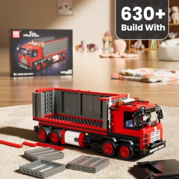 Mould King 24069 Klemmbausteine LKW Spielzeug Bausteine Container LKW Modellbausatz Rot Truck Modell MOC Sammlerstücke Geschenke für 8+ Kinder und Erwachsene (630 Teile) - 5