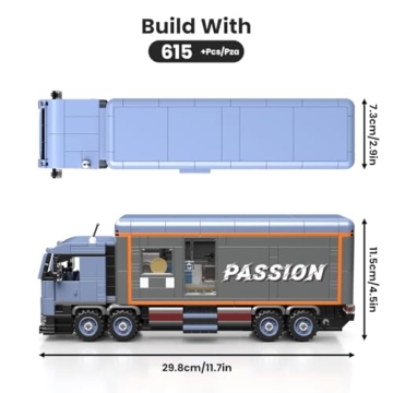Mould King 24071 Schwerlast-Wohnmobil LKW Modell Baustein Kit, Kreative Technik LKW Klemmbausteine Set Auto Modell Block, Geeignet für 8+ Kinder/Erwachsene/Sammler (615 Stücke) - 2