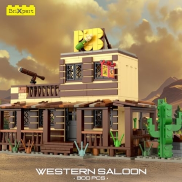 Mould King 24072 Wild West Architecture Building Block Set, Mini Western Saloon Modellbau Spielzeug für Erwachsene, Ideal Haus Zimmer Dekoration Geschenke für Kinder Mädchen Jungen Alter 8+ (800 PCS) - 2