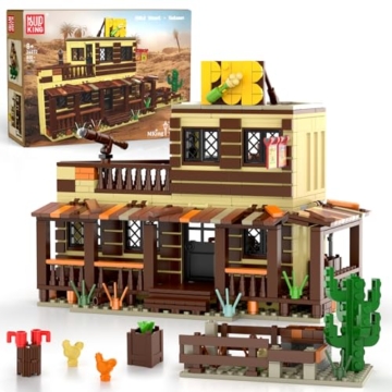 Mould King 24072 Wild West Architecture Building Block Set, Mini Western Saloon Modellbau Spielzeug für Erwachsene, Ideal Haus Zimmer Dekoration Geschenke für Kinder Mädchen Jungen Alter 8+ (800 PCS) - 1