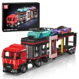 Mould King 24078 Klemmbausteine LKW City Autotransporter mit Sportwagen Bausteine Transport Truck Bausatz Geschenke für Erwachsene(997 Teile) - 1