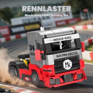 Mould King 24085 Speed Champion Technik Renn Truck Modell – MOC Technologie für Anhänger LKW Klemmbausteine Kit für Erwachsene/Sammler (491+ Teile) - 2