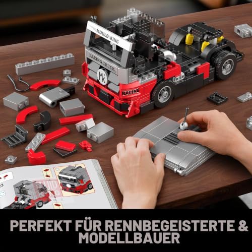 Mould King 24085 Speed Champion Technik Renn Truck Modell – MOC Technologie für Anhänger LKW Klemmbausteine Kit für Erwachsene/Sammler (491+ Teile) - 3