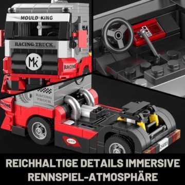 Mould King 24085 Speed Champion Technik Renn Truck Modell – MOC Technologie für Anhänger LKW Klemmbausteine Kit für Erwachsene/Sammler (491+ Teile) - 4