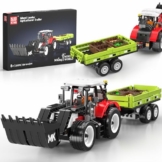 Mould King 24093 Technik Traktor Bausteine - Baufahrzeug Spielzeug mit beweglicher Schaufel und Detachable Agricultural Trailer - Geburtstagsgeschenk für Jungen und Mädchen ab 8 Jahren(504Teile) - 1