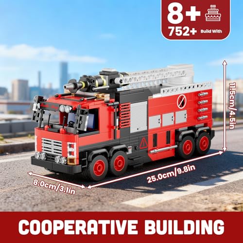 Mould King 24094 Feuerwehr-Rettungsfahrzeug Modell Baustein, Kreative Technik LKW Klemmbausteine Set Auto Modell Block, Geeignet für 8+ Kinder/Erwachsene/Sammler (752 Stücke) - 2