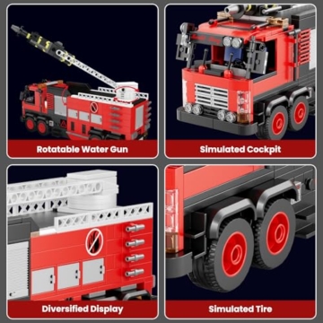 Mould King 24094 Feuerwehr-Rettungsfahrzeug Modell Baustein, Kreative Technik LKW Klemmbausteine Set Auto Modell Block, Geeignet für 8+ Kinder/Erwachsene/Sammler (752 Stücke) - 3