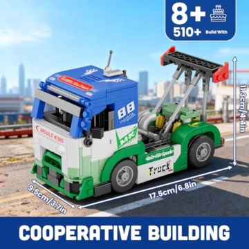 Mould King 24095 Renn-LKW Modell Bausteint, Kreative Technik Rennlastwagen Klemmbausteine Set Auto Modell Block, Renntruck Geeignet für 8+ Kinder/Erwachsene/Sammler (510 Stücke) - 2