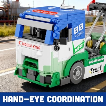 Mould King 24095 Renn-LKW Modell Bausteint, Kreative Technik Rennlastwagen Klemmbausteine Set Auto Modell Block, Renntruck Geeignet für 8+ Kinder/Erwachsene/Sammler (510 Stücke) - 4