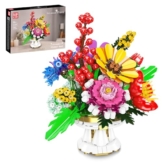 Mould King 24099 Traum-Blumenkorb Baustein-Blumenstrauß | Realistische Blumen mit bunten Blüten und Grün | Unverwelkliches Baustein-Dekor | Ideal für Zuhause | Ab 14 Jahren Erwachsenen-Geschenk - 1