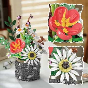 Mould King 24107 Technik Blumen Bausteine, 1157 PCS Strauß Modell, Technologie Klemmbausteine Bausatz für Pflanzenstrauß Spielzeug - 3