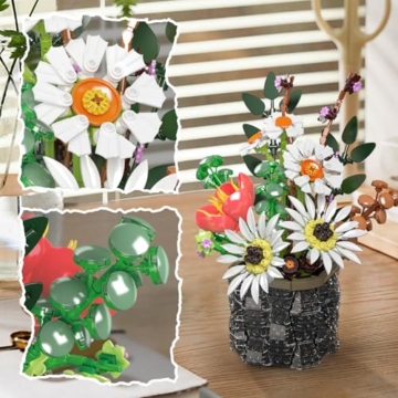 Mould King 24107 Technik Blumen Bausteine, 1157 PCS Strauß Modell, Technologie Klemmbausteine Bausatz für Pflanzenstrauß Spielzeug - 4