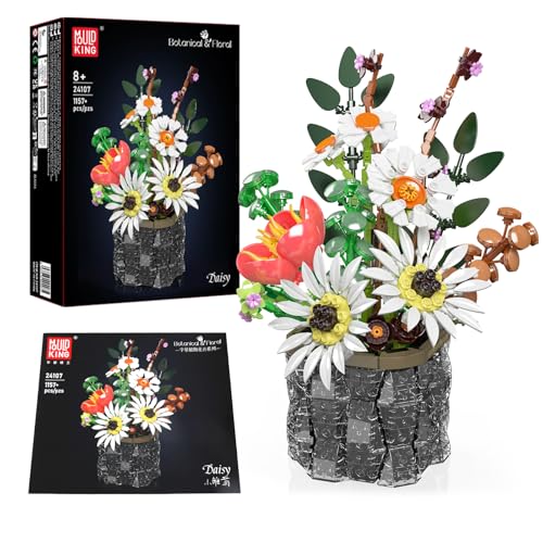 Mould King 24107 Technik Blumen Bausteine, 1157 PCS Strauß Modell, Technologie Klemmbausteine Bausatz für Pflanzenstrauß Spielzeug - 1
