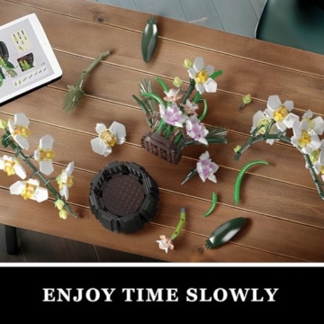 Mould King 24108 Botanicals Orchidee Modellbausatz für Erwachsene - Realistischer Phalaenopsis Deko für Zuhause & Büro - 6