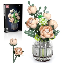 Mould King 24109 Klemmbausteine Blumen Rosa Rosen Blumen Bausteine mit Vase Pflanzen Bausteine Botanical Collection Geschenk für Erwachsene (981 Teile) - 1