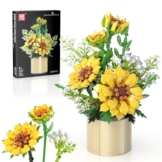Mould King 24110 Klemmbausteine Blumen Sonnenblumen Blumen Botanical Bausteine mit Vase Sockel Topf Pflanze Bausteine Blumenstrauß Bausatz Sammlerstücke Geschenke (1047 Teile) - 1
