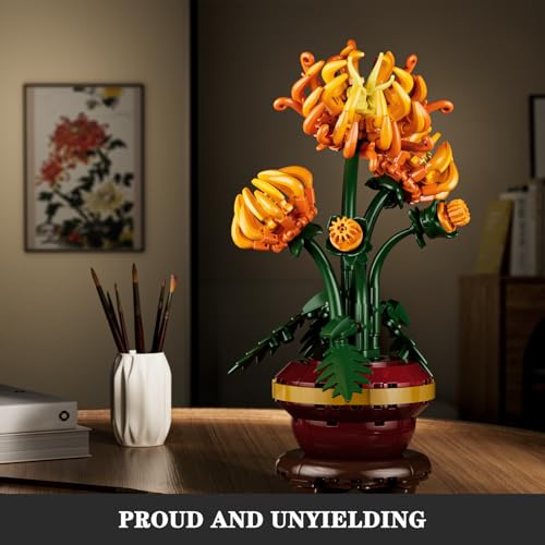 Mould King 24118 Klemmbausteine Pflanzen Blumen Chrysantheme Blumen Bausteine für Mädchen mit Vase Künstliche Blumenstrauß Bauspielzeug Kreatives Geschenk für Erwachsene(417 Teile) - 3