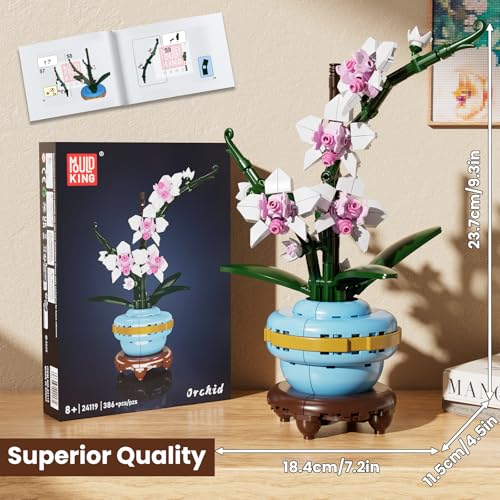 Mould King 24119 Klemmbausteine Blumen Orchidee Bausteine Pflanzen Blumen Bonsai Blumenstrauß Bausatz Collection Geschenk für Jugendliche und Erwachsene (386 Teile) - 2