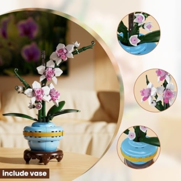 Mould King 24119 Klemmbausteine Blumen Orchidee Bausteine Pflanzen Blumen Bonsai Blumenstrauß Bausatz Collection Geschenk für Jugendliche und Erwachsene (386 Teile) - 5