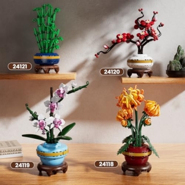 Mould King 24119 Klemmbausteine Blumen Orchidee Bausteine Pflanzen Blumen Bonsai Blumenstrauß Bausatz Collection Geschenk für Jugendliche und Erwachsene (386 Teile) - 6