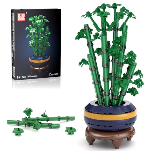 Mould King 24121 Klemmbausteine Pflanzen Bambus Klemmbausteine Blumen Pflanze Bausteine Set Topfbambus Botanical Collection Sammlerstücke Geschenk für Erwachsene (375 Teile) - 1