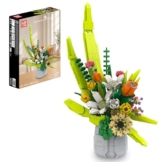 Mould King 24124 Baustein-Blumenstrauß mit Vase Pflanzen- und Blumenkunst-Bauset | Bunte realistische Blumen und Grünblätter | Kreative Wohnzimmer- und Tischdekoration | Unverwelkliche Baustein-Blumen - 1