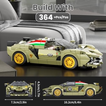 Mould King 27003 Technik Speed Champion Supersportwagen Bausteine SlAN Klemmbausteine Auto mit Acryl Vitrine Modellautos zum Sammeln(364 Teile) - 2