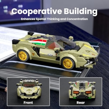 Mould King 27003 Technik Speed Champion Supersportwagen Bausteine SlAN Klemmbausteine Auto mit Acryl Vitrine Modellautos zum Sammeln(364 Teile) - 3